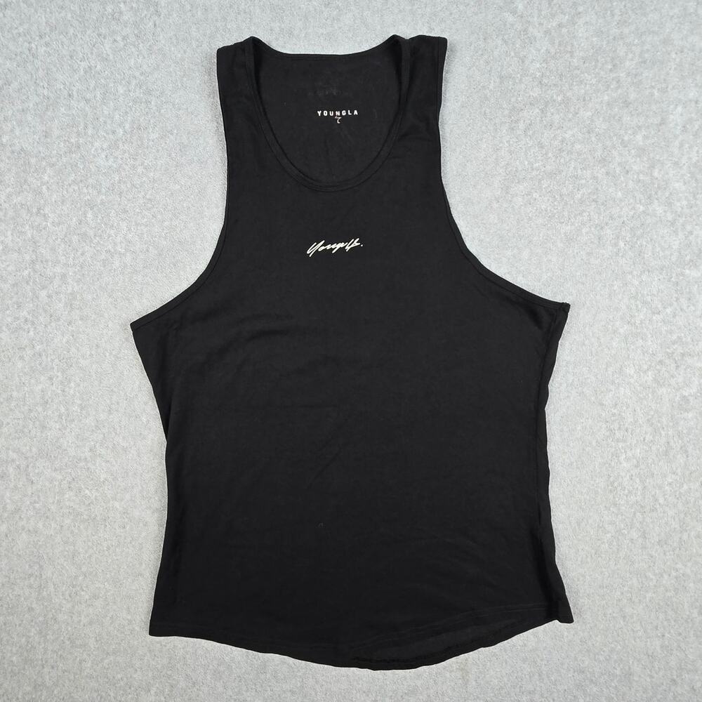 YoungLA Mens Large Black 309 Signature Tank White Script Chest Logo